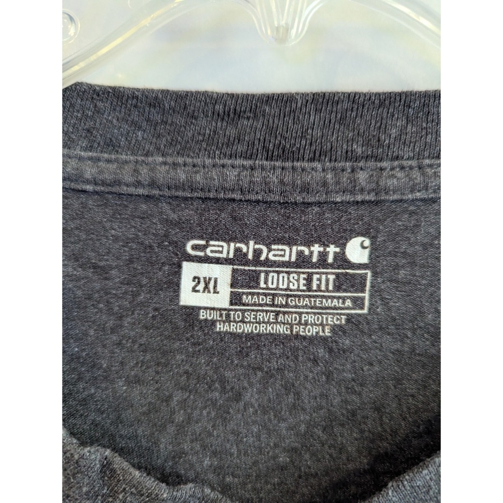 Carhartt Henley Short Sleeve T Shirt Men's 2XL Grey Loose Fit Work K84 - Picture 5 of 5